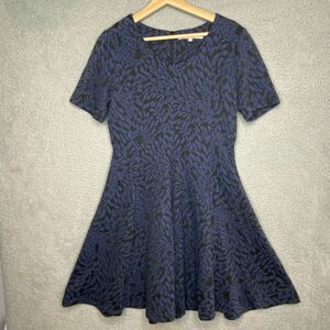 Hutch Anthropologie Whimsigoth Sz M Blue Black Floral Fit and Flare Dress